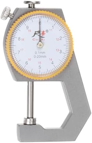 HARFINGTON Dial Thickness Gauge 0-20mm | 0.1mm Mechanical Thickness Tester Gauge Flat Head for Measure Leather, Paper, Sheet Metal HARFINGTON