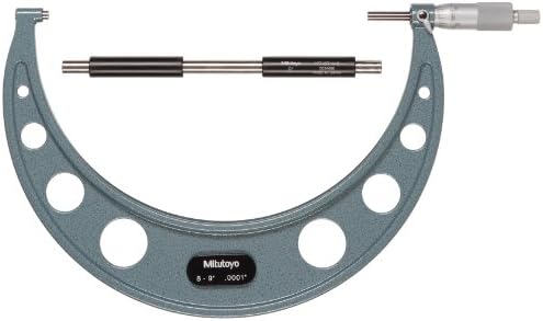 Mitutoyo 103-223 Outside Micrometer, Baked-enamel Finish, Ratchet Stop, 8-9" Range, 0.0001" Graduation, +/-0.0002" Accuracy Mitutoyo