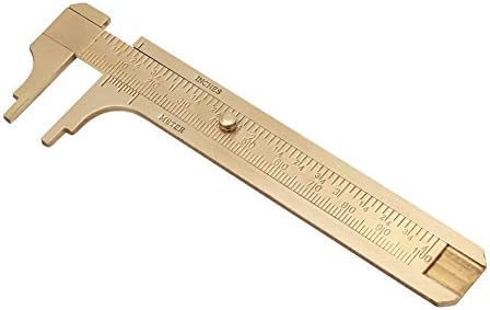 Sliding Gauge Vernier Caliper Ruler, Dual Scale Vernier Caliper Solid Brass Sliding Gauge, mm/inch Handy Sliding Gauge Ruler Measuring Tool, Vernier Gauge Millimeters Tool for(Double Scale 100mm) Yosoo Health Gear