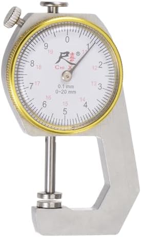 HARFINGTON Metal Dial Thickness Gauge 0-20mm | 0.1mm Mechanical Thickness Tester Gauge Flat Head for Measure Leather, Paper, Sheet Metal HARFINGTON