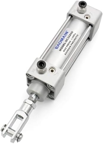 Baomain Pneumatic Air Cylinder SC 32 x 50 Bore 32mm(1.25") Stroke 50mm(2") Single Thread Piston Rod Dual Action with a Y-Component & 2Fittings Baomain