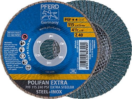 4-1/2" x 7/8" POLIFAN® Flap Disc - Flat PSF-Extra, Zirconia, 40 Grit Pferd