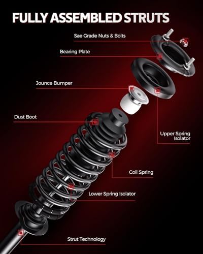 Torchbeam 2pcs Rear Struts Fit for Acadia 2007-2016, Acadia Limited 2017, Enclave 2008-2017, Outlook 2007-2010, Traverse 2009-2017, Replace 37315, Struts Shocks Absorbers Complete Assembly Torchbeam