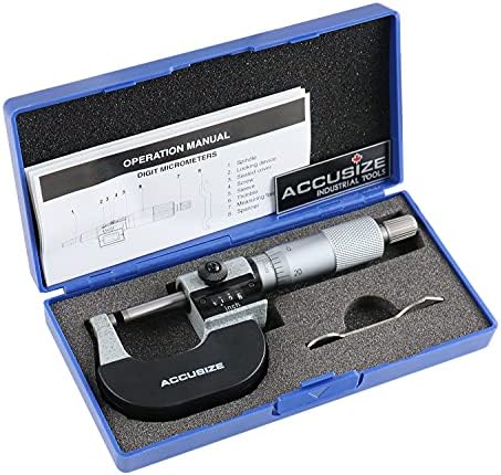 Accusize Industrial Tools 0-1'' by 0.0001'' Digital Outside Micrometer in Fitted Box, Bc20-1101 Accusize Industrial Tools