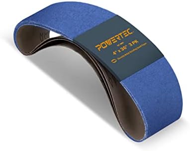 POWERTEC 4 x 36 Inch Zirconia Sanding Belts, 24 Grit Belt Sander Sanding Belt for Bench Sander, Belt and Disc sander, Woodworking, Metal Grinding, 3PK (4436024Z-3) Powertec