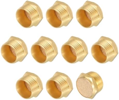 MECCANIXITY Pneumatic Muffle, 1" NPT Male Long Exhaust Muffler Solenoid Valve Brass Muffler Noise Silence Air Cylinder Accessories for Valve, 10 Set Meccanixity