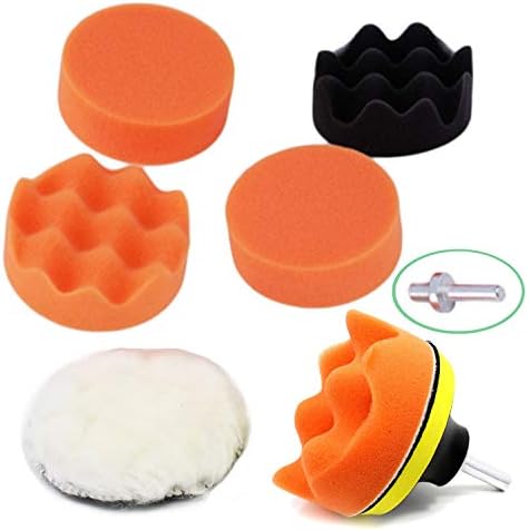 8 Piece Polishing Sponge Wheel Set 3" Buffing Pads Kit, 3" Foam Polish Pads for Car Polishing (6 Polishing Pads and 1 Thread Drill Adapter) Absok