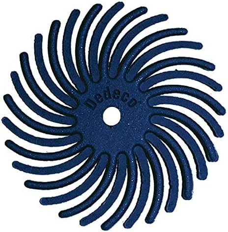 Dedeco Sunburst Radial Bristle Discs - 7/8" (22mm) Dia, TC Bristle, 1/16" (1mm) Arbor - Precision Cleaning Buffer Polisher Rotary Tool Accessories, Fine 400 Grit, Aluminum Oxide - 48 Pack Dedeco