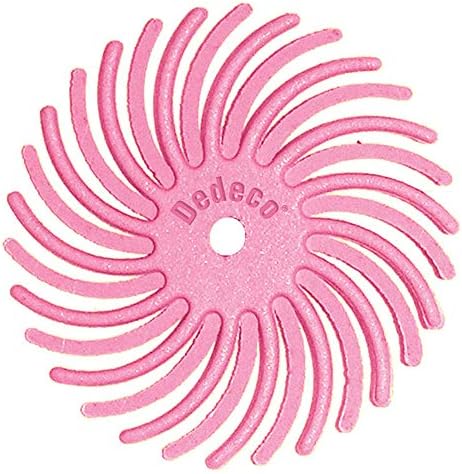 Dedeco Sunburst Radial Bristle Discs - 7/8" (22mm) Dia, TC Bristle, 1/16" (1mm) Arbor - Precision Cleaning Buffer Polisher Rotary Tool Accessories, Pumice, Fine 600 Grit, Aluminum Oxide - 48 Pack Dedeco