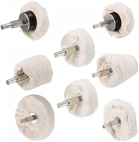 uxcell Cotton Buffing Wheel Set 8in1 Cone/Cylindrical/Mushroom Shape with 1/4" Shank Polishing Wheel for Rotary Tool Uxcell