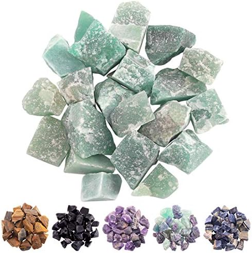 Natural Rough Crystal Set Raw Tumbled Chips Crushed Stones- Black Obsidian, Amethyst, Rainbow Fluorite,Blue Apatite,Fluorite,Rose Quartz,Green Aventurine,Tigers' Eye Stone Rustark