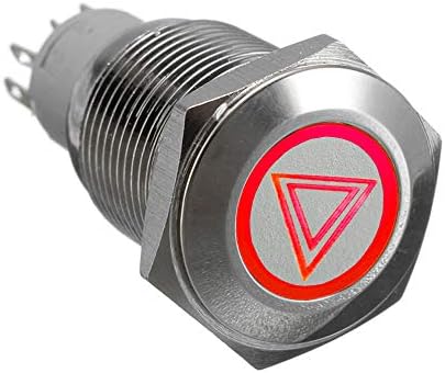 ESUPPORT 12V Car Vehicle Red LED Light Emergency Hazard Warning Push Button Metal Toggle Switch 16mm Esupport