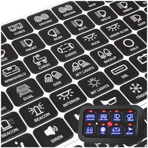 120PCS Car Switch Panel Sticker, Auto Switch Label Decal Kit for Switch Panel AR-800, BA80, GA80, GB80, BB80, BC60, GC60, Text Sticker for Car Dashboard, Boat, RV, Truck Vehicle Glsowee