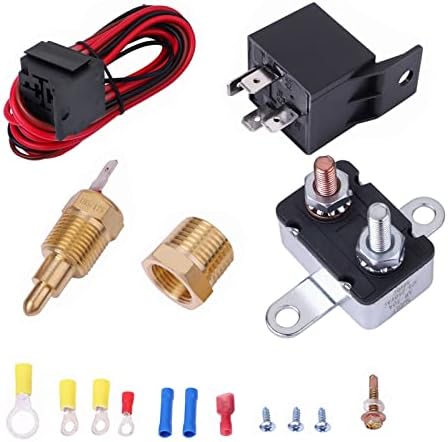 175-185 Degree Electric Fan Wiring Kit Cooling Fan Thermostat Kit Temp Sensor Temperature Switch 40 50 60 amp Relay Kit Lcwrgs