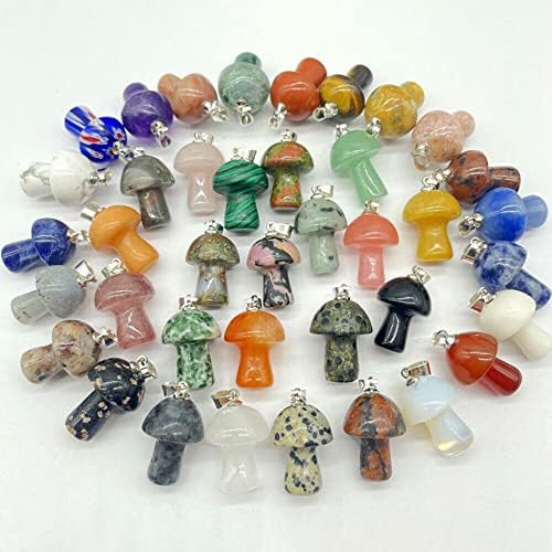 TEAMWILL 20Pcs Natural Quartz Crystal Mushroom Quartz Carved Massage Reiki Healin Pendant TEAMWILL