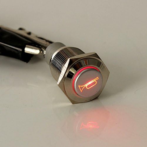 ESUPPORT 12V Car Auto Blue LED Light Momentary Speaker Horn Push Button Metal Toggle Switch 19mm Esupport