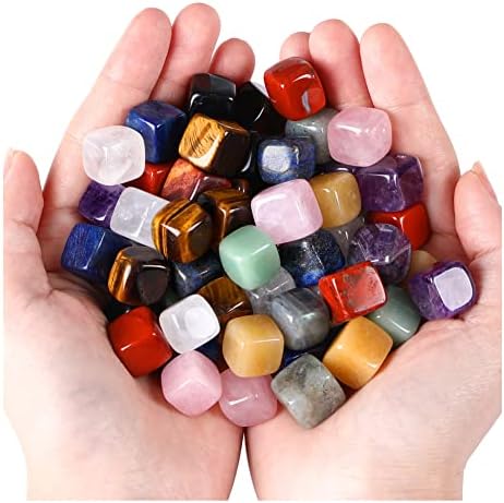 DUQGUHO 30 Pcs Healing Crystal Chakra Stones Set Polished Tumbled Stones Crystals Bulk Amethyst Rose Quartz Obsidian Lapis Lazuli Clear Quartz Green Aventurine Tiger Eye Red Jasper Stones Wholesale DUQGUHO