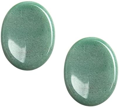 Acxico 2Pcs Jade Palm Stone Green Rock Crystal Healing Reiki Polished Worry Stone Acxico