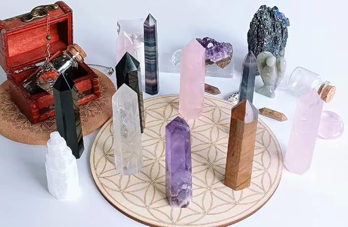 LAIDANLA Fluorite Healing Crystals Wands 3.5-4" Polishing Natural Reiki Energy Wand Stone Hexagonal Point Obelisk Large Crystal Gemstones for Meditation Therapy Crystal Grid Gifts Decoration 1Pcs LAIDANLA