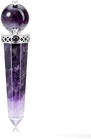 CrystalTears 3.2" Amethyst Crystal Wand Reiki Healing Crystal Point Prism Gemstone Wand Tumbled Poished Quartz Crystal Healing Stones for Meditation Wicca Crystal Therapy CrystalTears