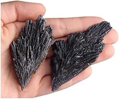 Acxico 2Pcs 20g Black Kyanite Crystal - Bulk Crystal Natural Kyanite Blades - Black Kyanite Acxico