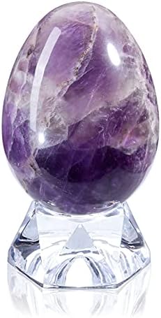 Top Plaza Healing Crystals Amethyst Stone Decors Carved Polished Natural Gemstone Egg Statue Figurines with Acrylic Stand Home Living Room Bedroom Room Decoration Top Plaza