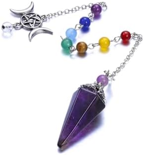 CrystalTears Amethyst Healing Crystals Pendulum Natural Crystal Stone Point Pendulums for Dowsing Meditation Divination Tools Spiritual Crystal Gifts for Witchcraft Crystal Grid Positive Energy CrystalTears