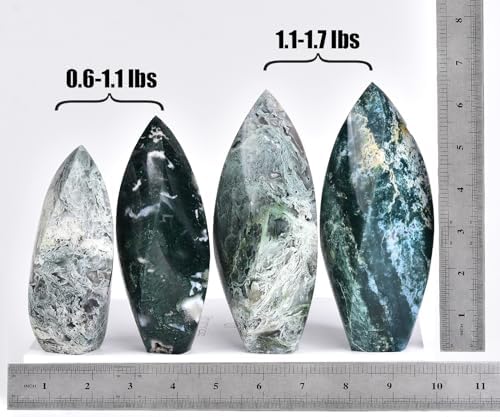 Обелиск из природного мохового агата 1,1-1,7 фунта - лечебная кристальная башня JIC Gem