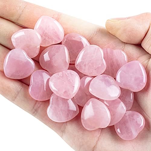 10pcs Natural Crystal Heart Love-Shaped Healing Stones Polished Rocks Cute Mini Palm Chakra Gemstones Reiki Energy Balancing Stone for Meditation Birthday Gift 0.8 inch(20 mm) UFEEL