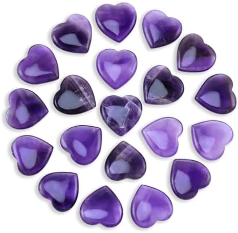 Tumbled Polished Natural Amethyst Stones and Crystals Heart Stones, Crystals and Healing Stones Quartz Bulk for Wicca, Reiki, Healing Energy, Chakra Stones, Witchcraft Supplies(20Pcs) Nvzi