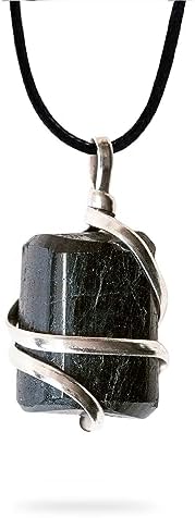 Raw Black Tourmaline Crystal Healing Pendant Necklace –Protection Negative Energy Cleanser Natural Stress Aid Soothe Mind Emotions - Authentic Wrapped Tumble Stone Chakra Healing Charm Ayana Wellness