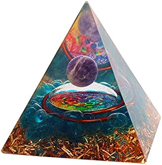 1Pcs Amethyst Crystal Sphere Orgonite Pyramid Obsidian Chakra Energy Orgone Stone Acxico