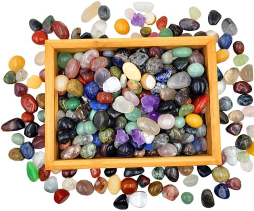 180Pcs+ (3lb) Bulk Gemstones and Crystals Set,30Kinds+ Large Tumbled Polished Crystals for Jewelry Making,Chakra Stones for Healing,Wicca,Reiki 0.5''-0.8'' SeeuFun