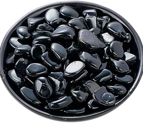 Polished Obsidian Crystal Set, 0.4", 128 Pcs - Handpicked Tumbled Stones and Crystals Bulk for Healing, Reiki, Meditation, Witchcraft and Home Decor, Obsidian - 0.4"- 10 oz SigMntun