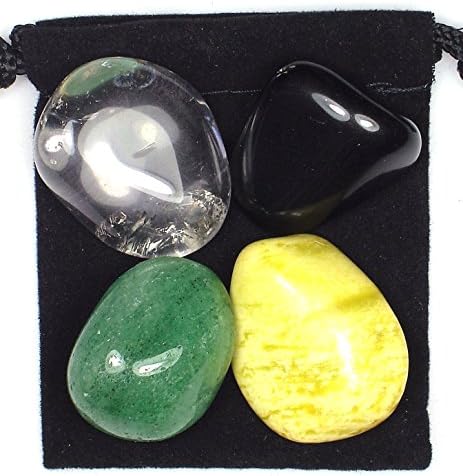 The Magic Is In You Cholesterol Control (Arteriosclerosis Repair) Tumbled Crystal Healing Set with Pouch & Description Card - Aventurine, Clear Quartz, Serpentine, and Obsidian The Magic Is In You