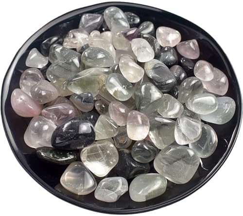 Polished Green Phantom Quartz Crystal Set, 0.4", 128 Pcs - Handpicked Tumbled Stones and Crystals Bulk for Healing, Reiki, Meditation, Witchcraft and Home Decor, 0.39-0.47 Inch SigMntun