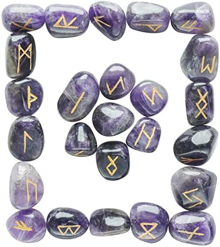 BEZAVO Bloodstone Rune Stones Set with Engraved Elder Futhark Alphabet Natural Crystal Runes Stones Reiki Healing Chakra Meditation Divination Norse Pagan Gemstone Runes in Brick Shape BEZAVO