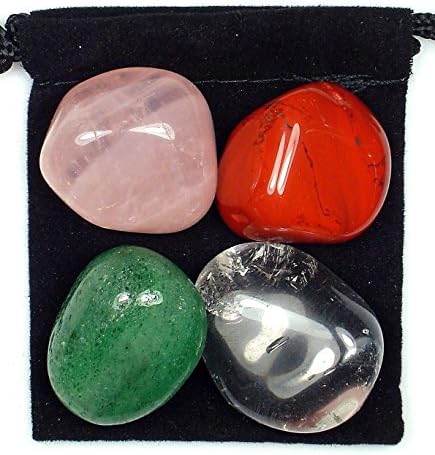 The Magic Is In You Heart Protector Tumbled Crystal Healing Set with Pouch & Description Card - Aventurine, Clear Quartz, Jasper, & Rose Quartz The Magic Is In You