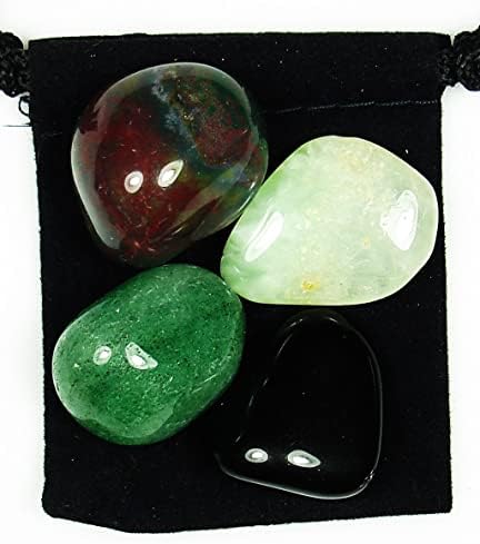 LEUKEMIA SUPPORT - Professionally Selected Tumbled Crystal Healing Set with Pouch & Description Card - Aventurine, Bloodstone, Onyx, and Prehnite Genuine Gemstones The Magic Is In You