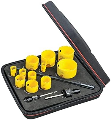 Starrett Deep Cut Hole Saw Kit, 11 Hole Saws and 3 Accessories for Wood, Metal and Steel - Rake High Speed Steel Teeth, 2" Cutting Depth, Carry Case Included - KDC11042-N Starrett