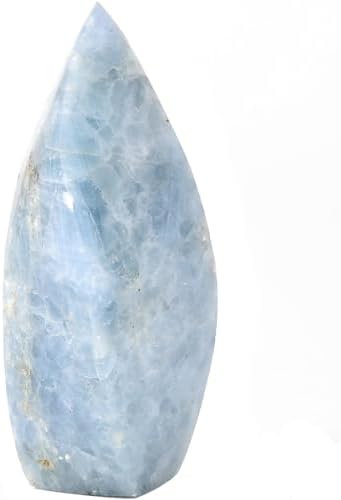 JIC Gem Blue Calcite Celestite Crystal Tower Natural Healing Crystals Point Obelisk Spiral 4 Sides Energy Gemstone Home Decor 0.6-1.1 Lbs JIC Gem