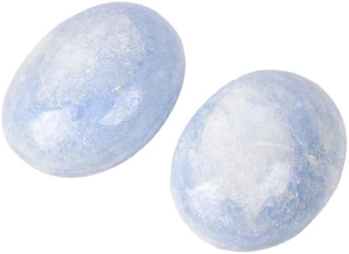 JIC Gem 2 Pcs Blue Celestite Palm Stones Pocket Worry Stones Polished Crystal Healing Irregular Gemstone Chakra Reiki 2 Inch JIC Gem