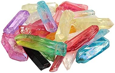 100g Titanium Rainbow Aura Lemurian Quartz Crystal Point Healing Acxico