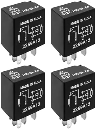 Реле 30A 12VDC 5-контактное - заменитель 8T2T-14B192-BA, совместимо с Ford, комплект из 4 штук Emiho