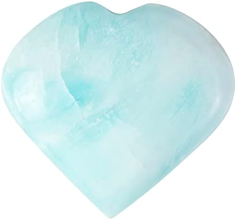 50mm Blue Aragonite Crystal Heart Stone Set - Pocket Worry Stone Natural Gemstones and Crystal Reiki Healing Crystal Hand Craved Chakra Stones for Wicca Collection Spiritual & Meditation Accessory ZAICUS