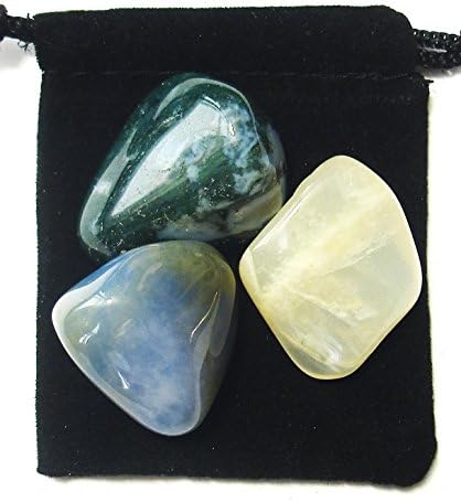 The Magic Is In You CANCER ZODIAC/ASTROLOGICAL Tumbled Crystal Healing Set with Pouch & Description Card - Aventurine, Moonstone, & Moss Agate The Magic Is In You