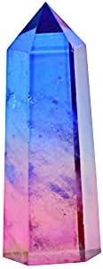 Acxico 1 pcs Natural Titanium Rainbow Quartz Obelisk Wand Crystal Tower Point Healing Acxico