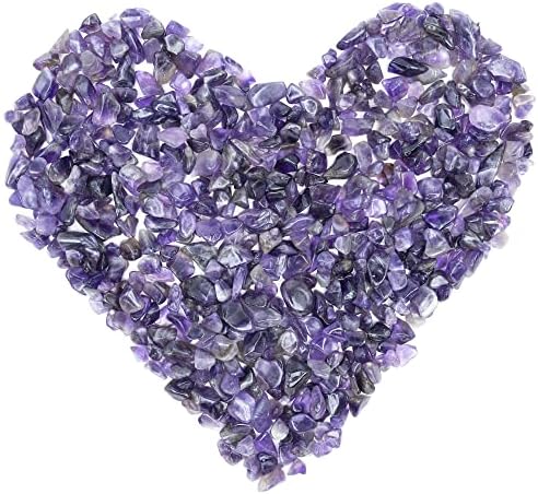 BEZAVO Amethyst Chips, 1 lb Crushed Crystal Chip Stone, Gemstone Chips Crushed Pieces Irregular Shaped Stones for Tumbling, Cabbing, Chakra Balancing, Reiki Healing, Gifts, Jewelry Making BEZAVO