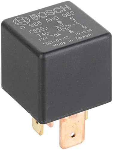 Bosch 0986AH0082 Power Relay 12V 70A, IP5K4, Operating Temperature from -40 Degree to 125 Degree C, 4 Pin Relay Without Holder Bosch