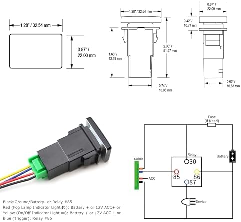 iJDMTOY Factory Spec 33x22mm 12V Dual Push Button Switch w/Lightbar/Driving Light LED Background Indicator Light, Compatible with Toyota for Fog Lights, DRL, LED Light Bar, etc IJDMTOY